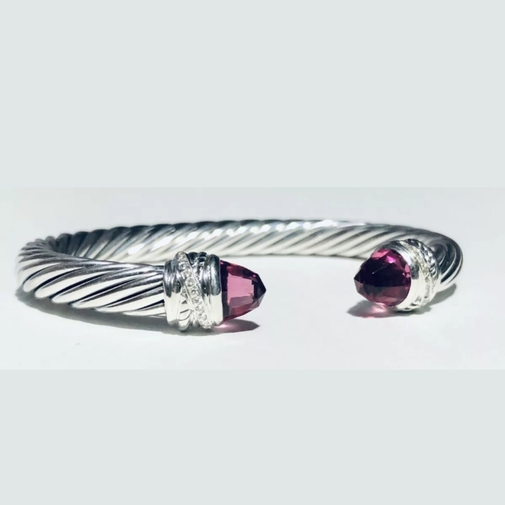 David Yurman 7MM Pink Tourmaline cuff bracelet